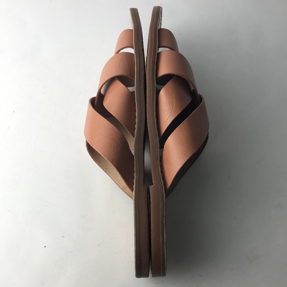 Madewell Cognac Brown Leather Crisscross Slide Sandals - Picture 7 of 11
